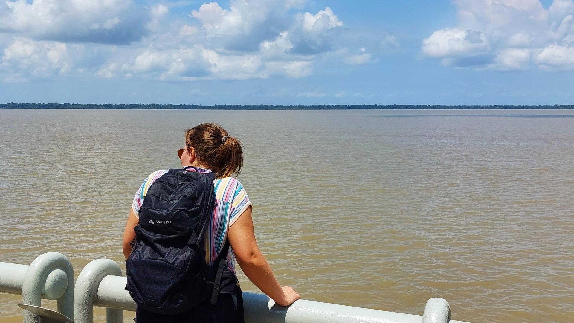 Shannen looking at the river in Belém, Brazil