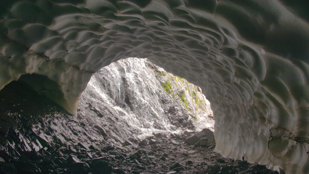 Ice tunnels in Los Alerces NP in Esquel